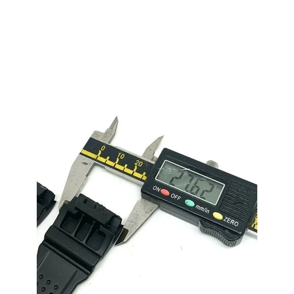 Men's Watch Band Replacement Black Rubber Strap 16/28mm Lug Silver Buckle